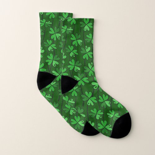 Four_Leaf Clover Green Shamrock Pattern Socks