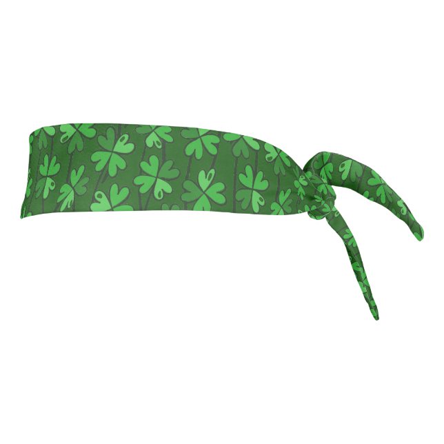 Four-Leaf Clover, Green Shamrock Pattern Tie Headband (Rotate 90)