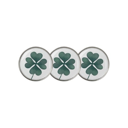 Four Leaf Clover Green Watercolor Golf Ball Marker