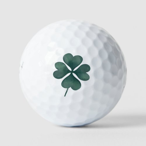 Four Leaf Clover Green Watercolor Golf Balls