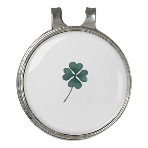Four Leaf Clover Green Watercolor Golf Hat Clip
