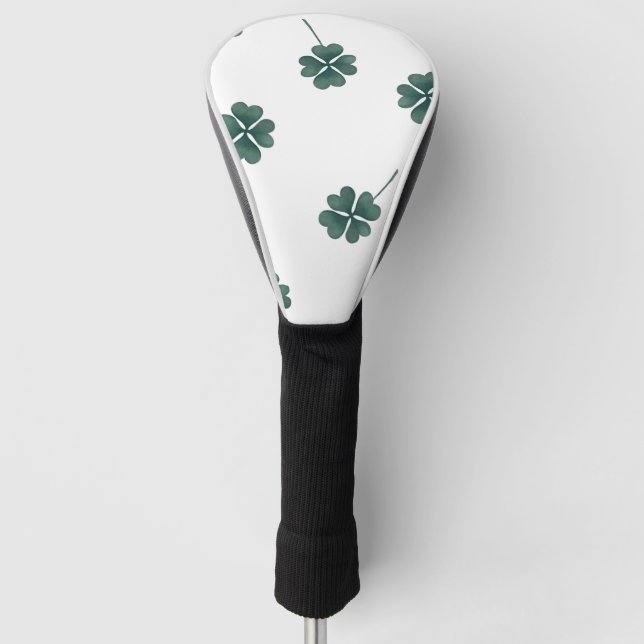 Four Leaf Clover Green Watercolor Golf Head Cover (Front)