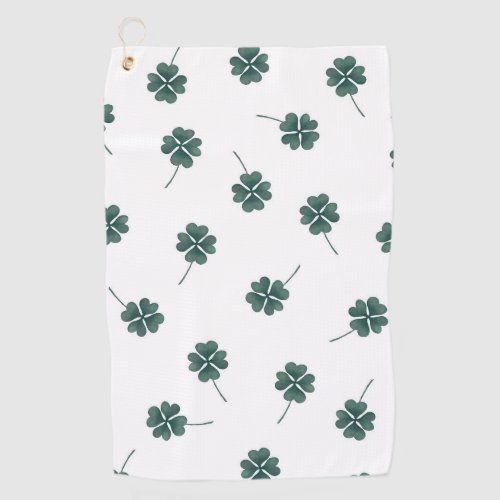 Four Leaf Clover Green Watercolor Golf Towel