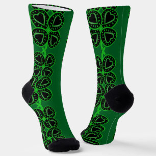 Four-leaf Clover Heart modern St Patrick's Day Socks