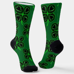 Four-leaf Clover Heart modern St Patrick's Day Socks