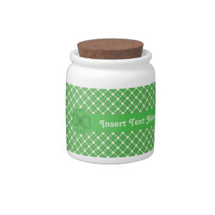 Four leaf Clover Hearts pattern Customizable Candy Jar