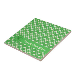 Four leaf Clover Hearts pattern Customizable Ceramic Tile