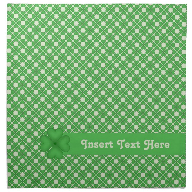 Four leaf Clover Hearts pattern Customizable Cloth Napkin (Front)