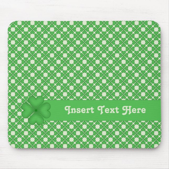 Four leaf Clover Hearts pattern Customizable Mouse Pad (Front)