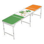 Four-leaf clover Ireland green, orange flag colors Beer Pong Table