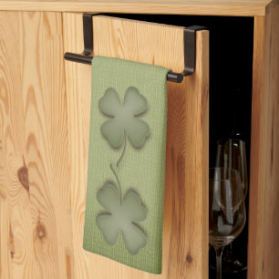 Four Leaf Clover Irish Green Design Kitchen Towel