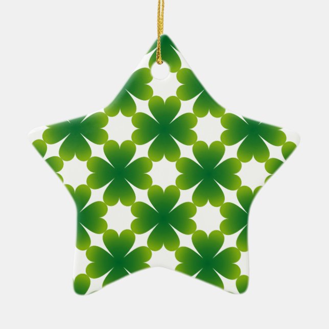Four Leaf Clover Irish Shamrock Custom Gift Item Ceramic Ornament (Front)