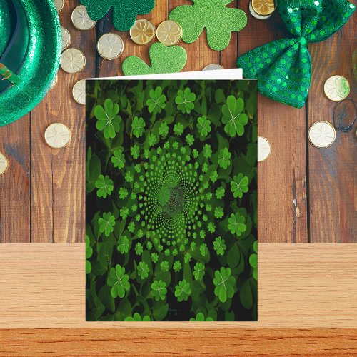 Four Leaf Clover Kaleidoscope St Patricks Day Card