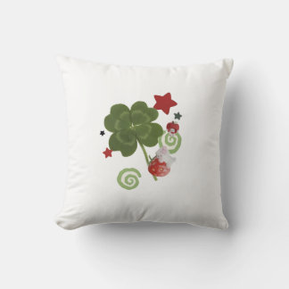 Four Leaf Clover & Ladybug Good Luck Throw Pillow