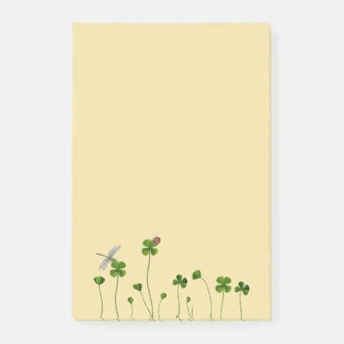 Four_leaf clover lawn ladybug and dragonfly post_it notes