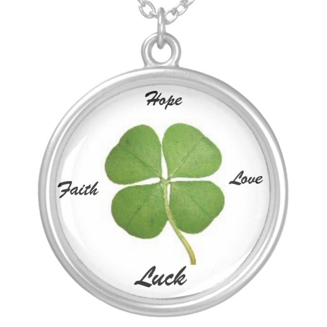 Four Leaf Clover Legend Silver Plated Necklace (Front)