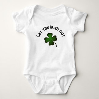 Four Leaf Clover Let the Irish Out on Green Custom Baby Bodysuit