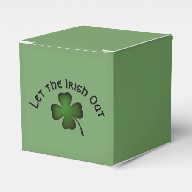Four Leaf Clover Let the Irish Out on Green Custom Favor Boxes (Front Side)