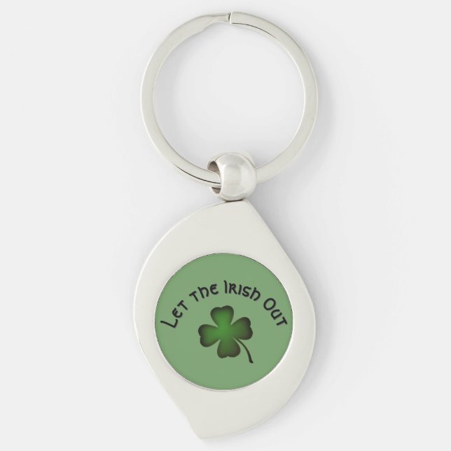 Four Leaf Clover Let the Irish Out on Green Custom Keychain (Front)