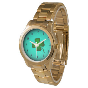Four Leaf Clover Let the Irish Out on Green Custom Watch