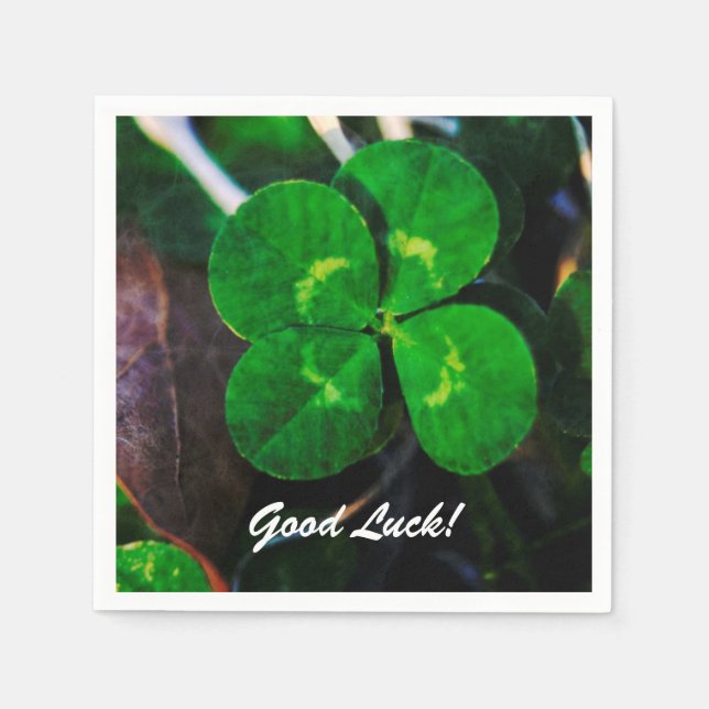 Four Leaf Clover Lucky Paper Napkins (Front)