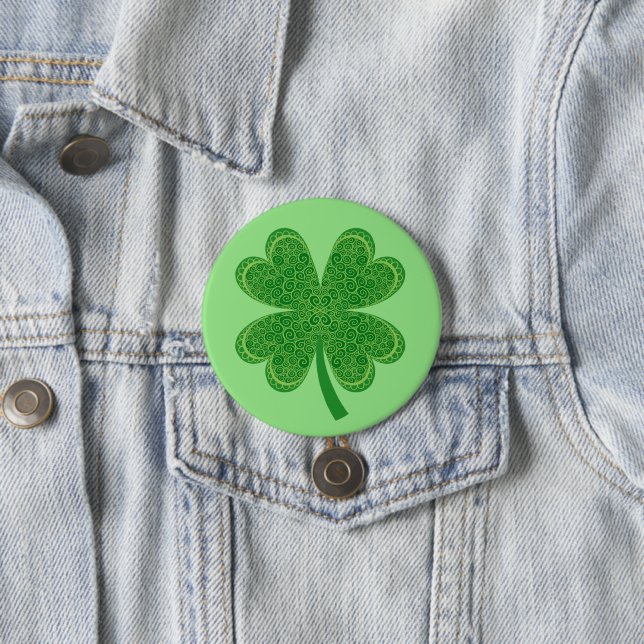 Four Leaf Clover Lucky St. Patrick's Day Button (In Situ)