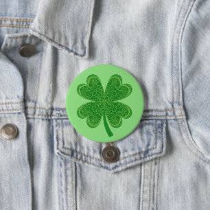 Four Leaf Clover Lucky St. Patrick's Day Button