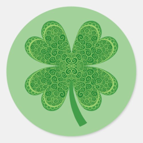 Four Leaf Clover Lucky St Patricks Day Classic Round Sticker
