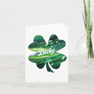 Four Leaf Clover Lucky Watercolor Shamrock Graphic Card