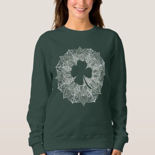 Four Leaf Clover Mandala Circle Sweatshirt