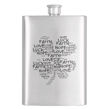 Four Leaf Clover Meaning: Hope  Faith  Love  Luck Hip Flask by egogenius at Zazzle