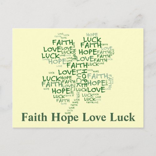 Four Leaf Clover Meaning Hope Faith Love Luck Postcard