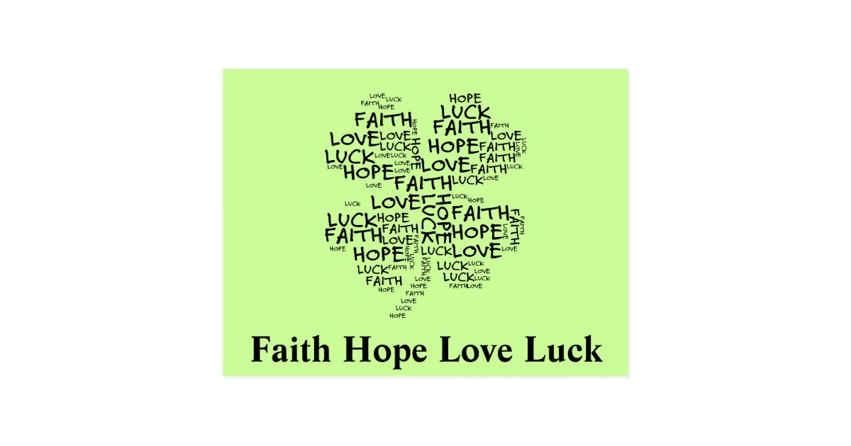 Four Leaf Clover Meaning: Hope, Faith, Love, Luck Postcard ...