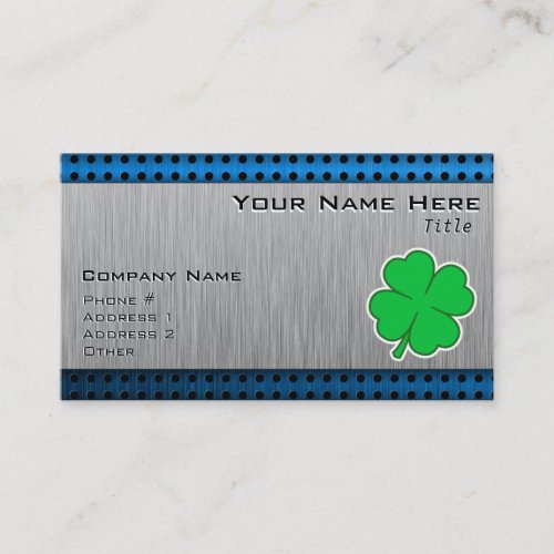 Four Leaf Clover; metal-look Business Card