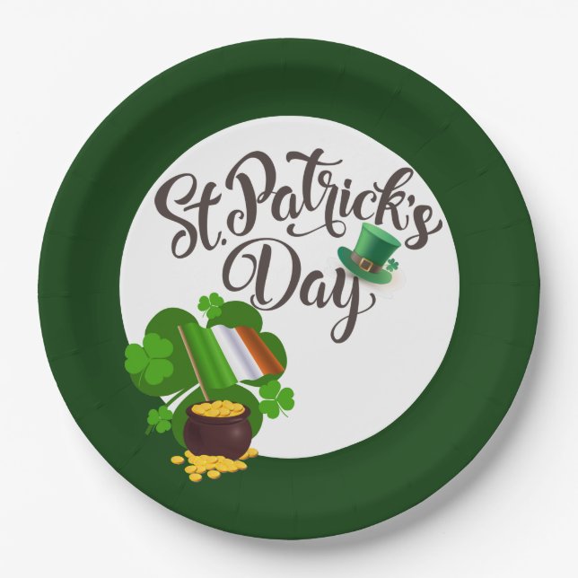 Four Leaf Clover Paper Plate (Front)