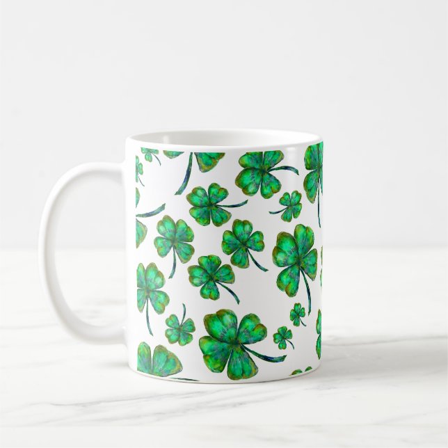 four leaf clover pattern coffee mug (Left)