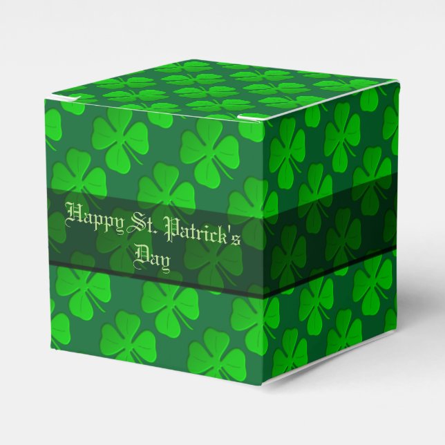 Four Leaf Clover Pattern Cube Favor Box (Front Side)