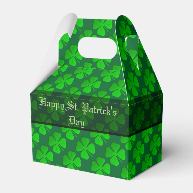 Four Leaf Clover Pattern Gable Favor Box (Front Side)