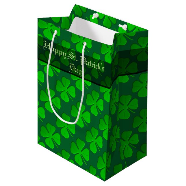 Four Leaf Clover Pattern Gift Bag (Front Angled)