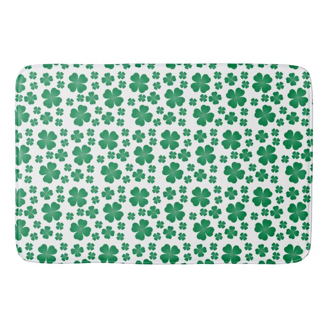Four Leaf Clover Pattern Green Bath Mat