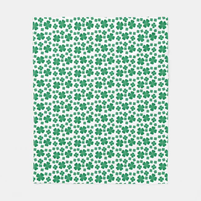 Four Leaf Clover Pattern Green Fleece Blanket (Front)
