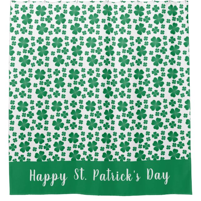 Four Leaf Clover Pattern Green Shower Curtain (Front)