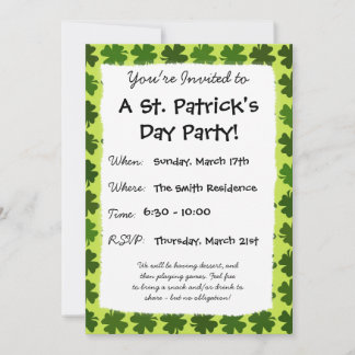 Four Leaf Clover Pattern Invitation