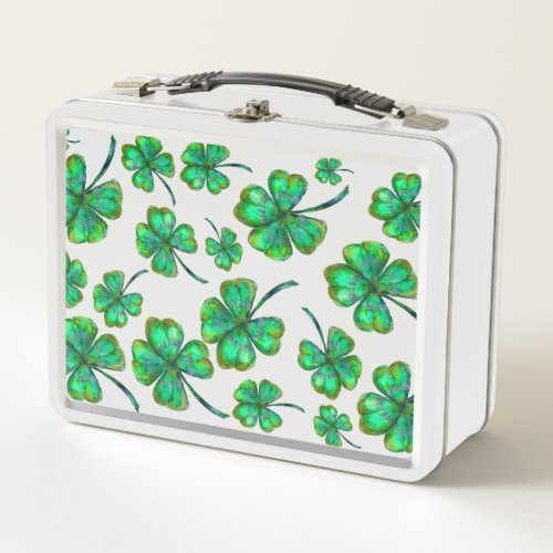 four leaf clover pattern metal lunch box