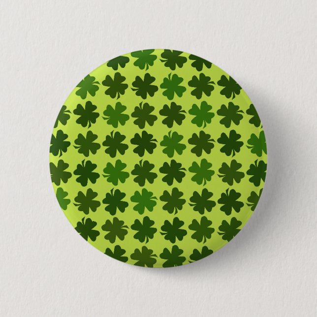 Four Leaf Clover Pattern Pinback Button (Front)