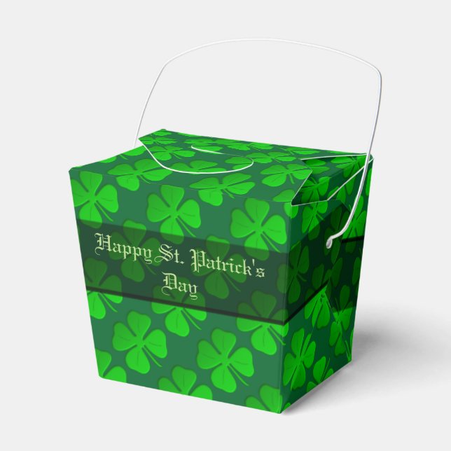 Four Leaf Clover Pattern Take-Out Favor Box (Front Side)