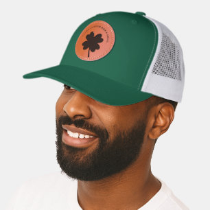 Four Leaf Clover Personalized Leather Patch Hat