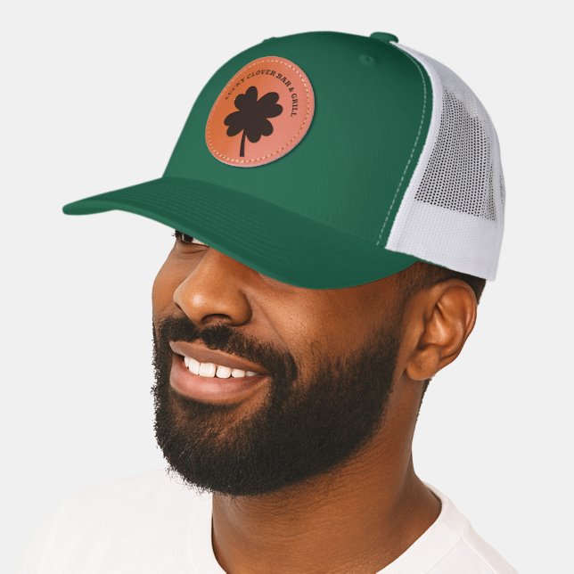 Four Leaf Clover Personalized Leather Patch Hat (Male)