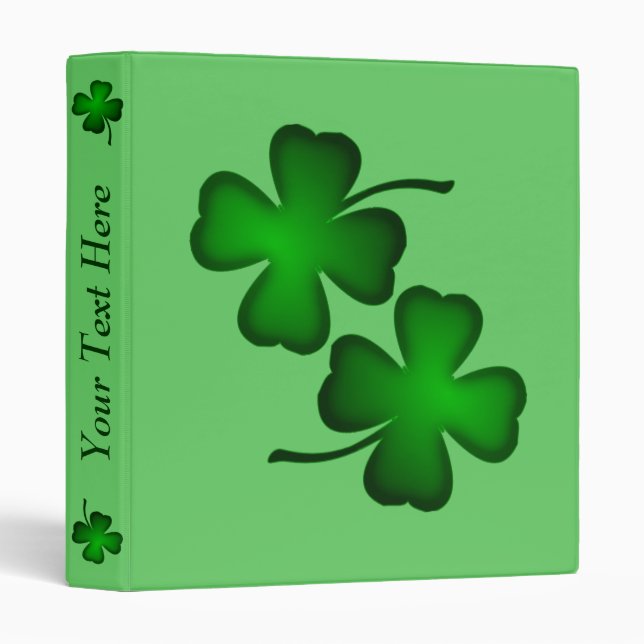 Four Leaf Clover Personalized Three Ring Binder (Front/Spine)