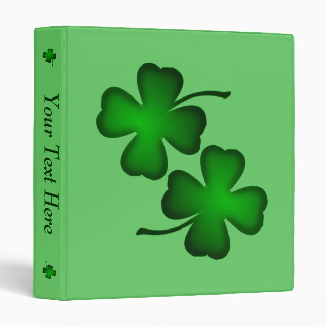 Four Leaf Clover Personalized Three Ring Binder (Front/Spine)